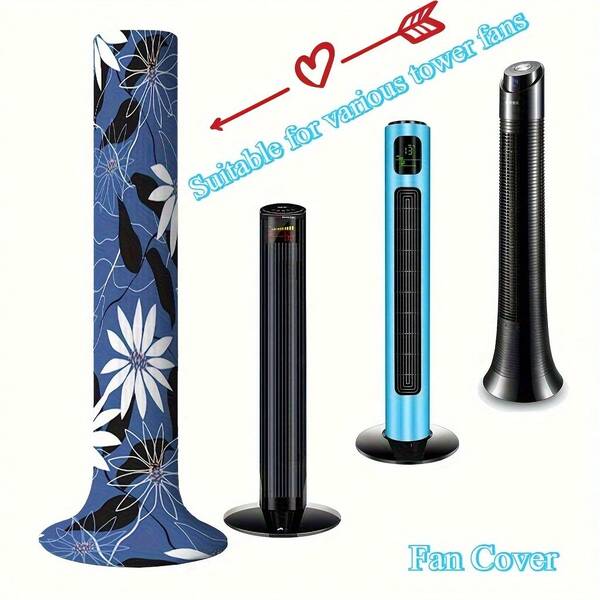 Verstärkter, waschbarer feuchtigkeitsbeständiger Turmventilator-Schutz - geeignet für Zuhause/Büro/Balkon, leicht zu reinigende Filterabdeckung, mit modischem Blatt- und goldenem Dekordesign, leichtes Material geeignet für alle Jahreszeiten, Balkonschutz, dekorative Ventilatorabdeckung, feuchtigkeitsbeständige Abdeckung