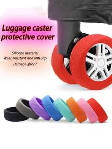 Luggage Wheel Rubber Cover, Silent Travel Suitcase Roller Replacement Swivel Wheel Accessories Protective Cover,Chair Sound Reduction Silicone Protection Cover, Noise Reduction Cover Mute To Reduce Wheel Noise, Trunk Caster Protection Cover, Carry-On Baggage Wheel Cover, Suitable For Most Trunk Kits, Necessary For Travel Trunk Office Seats. - Multicolor - View 2