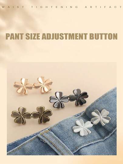 Invisible Adjustable Lucky Clover Belt Detachable Non Stitching Button Small Flower Belt With Large Waist Decoration And Small Waist Reduction Tool Jeans Belt Pin