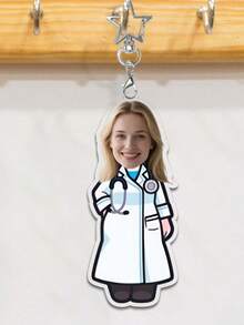 1pc Customized Nurse Uniform Name Tag Keychain, Personalized PC (Polycarbonate) Keyring, Suitable For Gifting To Friends, Colleagues, Nurses - Multicolor - View 4