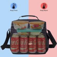 Insulated Lunch Bag-Large Capacity Waterproof Aluminum Foil Work And Outdoor Party - Navy Blue - View 3