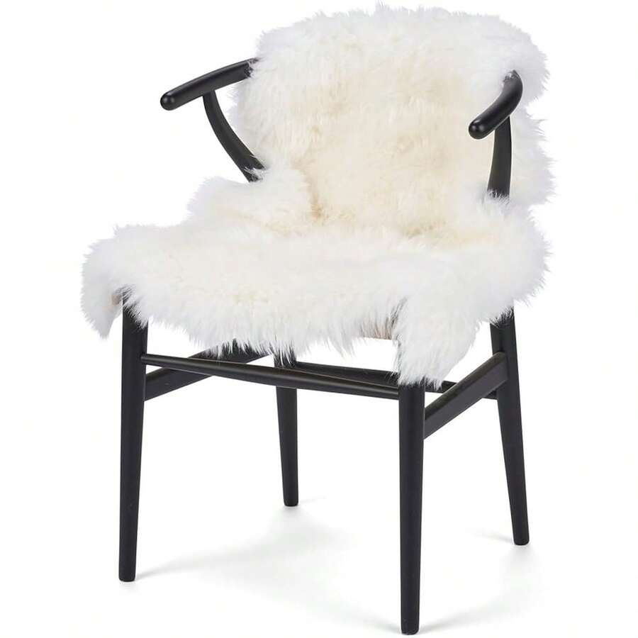 Piel de oveja de pelo largo 2x3 pies | Alfombras para el lado de la cama en dormitorios, sofá, silla o mesa de comedor | Cada alfombra de piel de oveja es creada por la naturaleza | Alfombra esponjosa pequeña en color blanco - Multicolor 845 - Ver 1