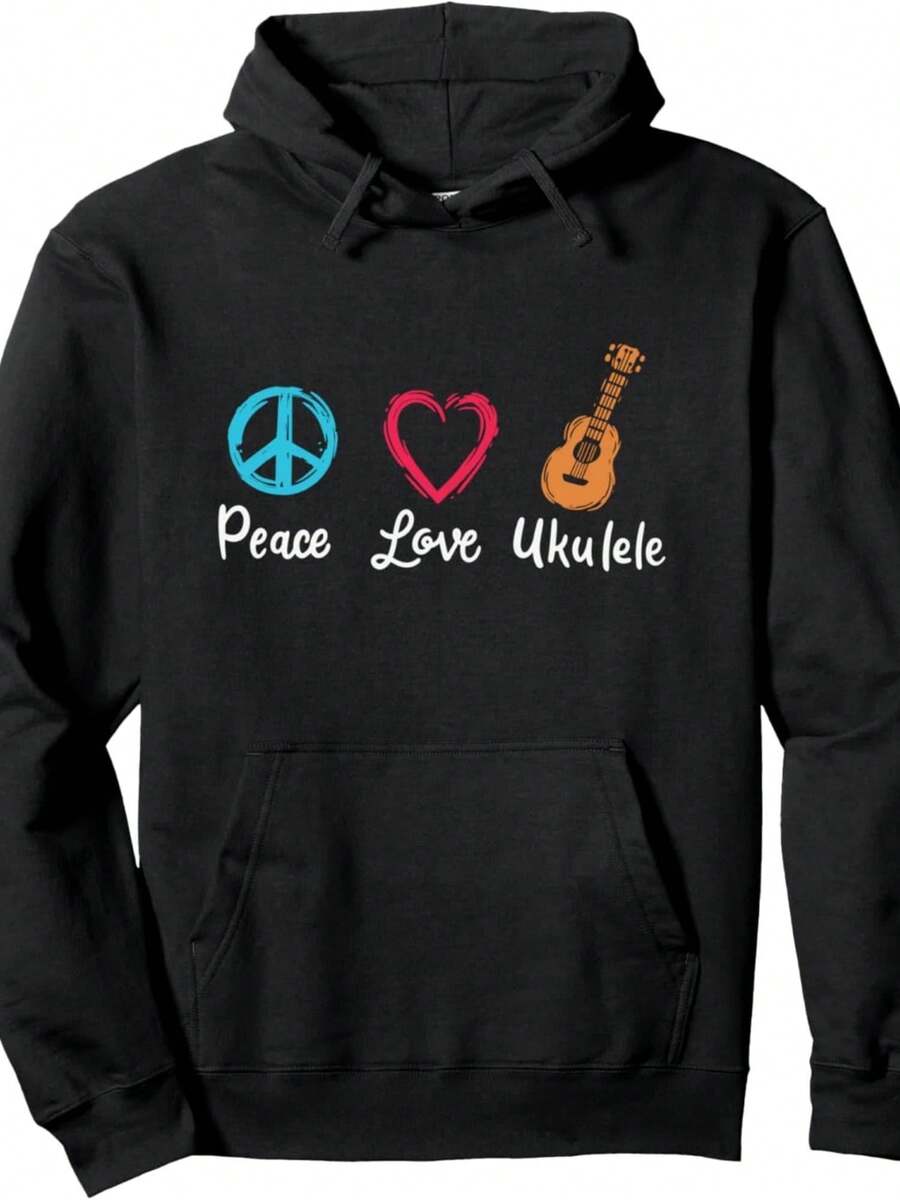 Peace Love Ukulele Pullover Hoodie - 款式24 - 查看 1