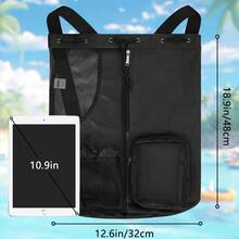Bolsas de malla para natacións, Mochila de malla con cordón para natación bolsillos húmedos para almacenamiento playa, natacións deportes gimnasio equipamiento de natación - Negro - Ver 6