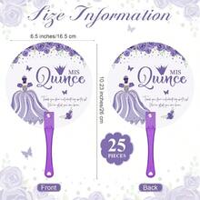 D25 Quinceanera Party Favors For Guests Quinceanera Hand Fans Bulk Christmas Plastic Handheld Fans Mis Quince Gift For Girls Sweet 15 Birthday Party Decor Gift Adults Souvenirs Purple - Màu tím - Xem 2