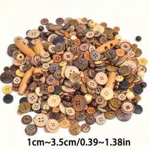 10/30/50/80/100/120/150/260克混合装木质纽扣，圆形工艺纽扣，缝纫纽扣，适用于DIY纽扣彩绘、手工饰品等。 - 彩色 - 查看 5