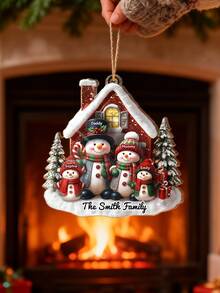 1件定制雪人家庭亚克力挂饰 - 个性化圣诞节/生日礼物，送给妈妈、爸爸、兄弟姐妹 - 充满爱意，可定制家庭姓氏，圣诞树装饰，雪人家庭圣诞礼物，个性化礼物，定制圣诞礼物 - 彩色 - 查看 9