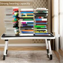 Extra-Large Portable Laptop Bed Desk - Wood Foldable Tray Stand With Cup Holder & Storage Drawer - Multi-Functional Stable Workstation For Bed, Sofa, Floor - Durable Design - Walnut - View 4