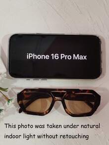 1 Pair Women's Leopard Print Polygon PC Frame Retro Double Bridge Fashionable Casual Style Glasses - Multicolor - View 10