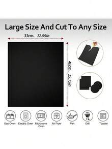 2 piezas de Láminas reutilizables antiadherentes para hornos, aptas para hornos eléctricos o de gas, protegen la parte inferior del horno, fáciles de limpiar, color negro clásico, suministros de cocina antideslizantes, regalo práctico para el hogar en días festivos - Multicolor - Ver 4