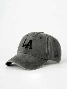 1pc Embroidered LA Washed Baseball Cap, Adjustable Outdoor Sun Protection Casual Hat Suitable For Spring/Autumn Travel, Beach, Vacation, Men, Y2K Style - Baseball Cap - View 7