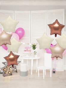 10/20pcs Blue & Beige Star Shaped Balloons, Blue, White & Beige Star Foil Balloons, 18 Inch Large Helium Foil Balloons, Suitable For Birthday, Anniversary Party Decoration - Multicolor - View 3