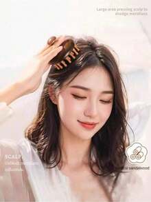 1 chiếc bàn chải massage đĩa gỗ - Máy massage da đầu phù hợp với tóc thường, lược tạo kiểu đa năng để chăm sóc tóc và massage kinh lạc toàn thân, di động và làm quà tặng lý tưởng - Xem 2