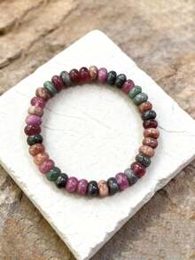 1 pezzo Braccialetto con perline di pietra arcobaleno - alla moda, semplice e versatile | Unisex, adatto per amici e coppie | Un braccialetto casual adatto per l'uso quotidiano