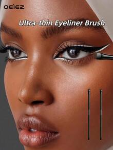 OEIEZ 3pcs Eyeliner & Eyebrow Brushes, Super Soft Fiber, Comfortable Grip, Create Soft Natural Makeup Look - Black - View 12