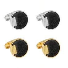 4PCS Men's Business Gold & Silver Starry Sky Pattern Round Cufflinks Formal Shirt Cufflinks Fashion Alloy Cufflinks Suitable For Weddings, Proposals, Banquets, And Formal Occasions