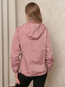 Jaqueta Corta Vento Feminino Impermeável Frio Blusa Corta-Vento Dry Fit Resistente Água Capuz Forrada - Rosa empoeirado - Visão 2