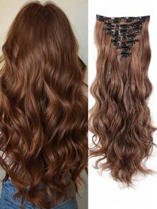 Synthetic 7Pcs/Set 16 Clips Hair Extension Black Long Wavy Hairpiece Heat Resistant Fiber For Women Daily Party Holidays Use - Multicolor - View 27