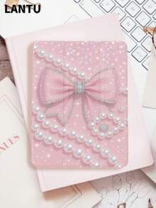1pc Pink Dreamy Bow Design Flat Protective Case, Compatible With IPad 10.2" / IPad Pro 11" 2020/2021, IPad (A16) 11" 11th Gen 2025, IPad 9th/10th Gen, IPad Air 4th 10.9", Galaxy Tab S6 Lite 10.4", /, Anti-Drop, With Pencil Slot, Sleep/Wake Support, Romantic Gift For Friends And Family - Multicolor - View 3