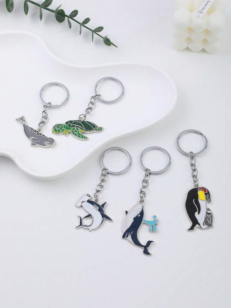 1pc Cute LovelyPenguins Turtles Keychains Whale Cute Ocean Animals Key Rings For Women Girls Friendship Gift Handmade DIY Jewelry - Multicolor - View 1