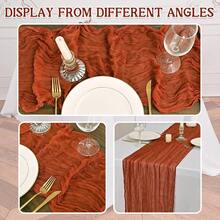 6/10Packs Cheesecloth Table Runner 20 X 120 Inch Gauze 10FT Semi Sheer Boho Fabric Cheese Cloth Table Runner For Wedding Party Birthday Baby Bridal Shower - 紅木色 - 查看 5