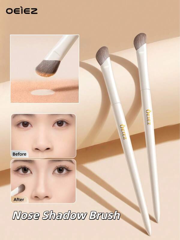 OEIEZ Nose Shadow Brush,Sickle Curved Design,High Quality Wool,Without Shedding Hair,Multi-Functional Use,Angled Nose Shadow Brush Makeup Brush, For Daily Nose Makeup Use,Christmasgifts For Girls And Women