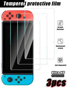 3pcs Ultra-Clear Tempered Glass Screen Protector, Compatible With Nintendo Switch Series, Waterproof, Anti-Fingerprint, Anti-Scratch, Ultra-Thin, Easy Installation, High Definition, Compatible With Switch/Switch Lite/Switch OLED/Switch 2 And Other Models