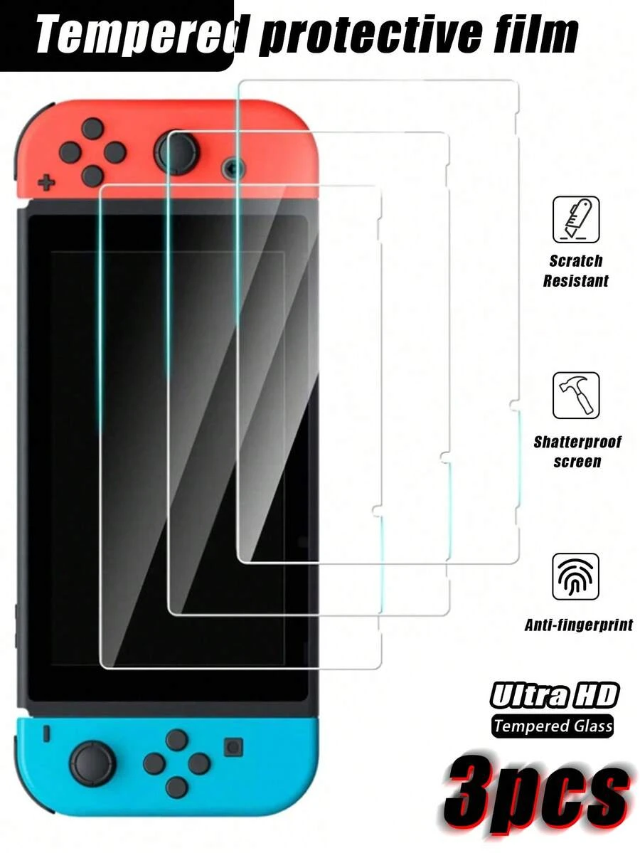 3pcs Ultra-Clear Tempered Glass Screen Protector, Compatible With Nintendo Switch Series, Waterproof, Anti-Fingerprint, Anti-Scratch, Ultra-Thin, Easy Installation, High Definition, Compatible With Switch/Switch Lite/Switch OLED/Switch 2 And Other Models