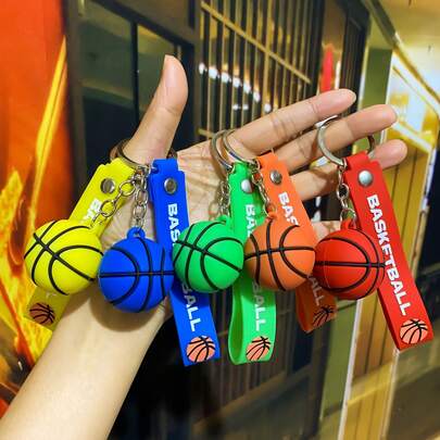 Sports-Themed Basketball Keychain - Floating Pendant, Open Ring Design, Suitable For Sports Fans And Athletes, Cartoon, Inspirational, Key Ring
