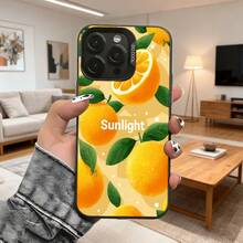 Fashion Mobile Phone Accessories For Men Women Bright Yellow Oranges And Leaves Design Phone Cover With Sunlight Text Print Ideal For Daily Indoor And Outdoor Use For Apple Phones - Black - View 1
