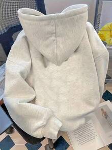 女士休闲复古美式英伦风宽松连帽衫