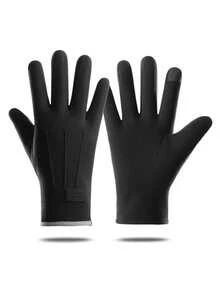 A Pair Of Men's Autumn And Winter Fleece Gloves With A Fleece Anti-Slip Design And Touch Screen Warmth Retention Function, Suitable For Outdoor Cycling Scenarios Snow Gloves