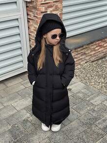 DAZY Young Girls Hooded Jacket, Solid Color - Black - View 5