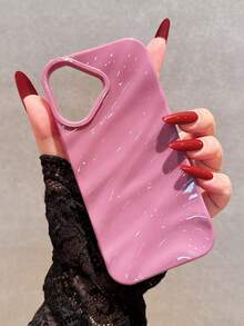 粉色波浪纹单件装全新亮面波浪纹材质手机壳，兼容 17 Pro Max/17/17 Pro/16 Pro Max/16/16 Pro/16 Plus/15 Pro Max/15 Pro/15 Plus/15/14 Pro Max/14 Pro/14/13 Pro/13/12 Pro/12/11/XS/X Max/8 Plus/7，防震柔软全包保护壳，女士适用，适用于13 Pro Max/XR - 淡紫色 - 查看 4