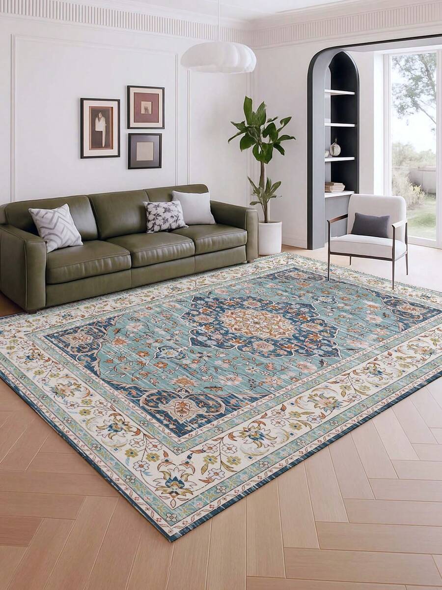 European Style Indoor Decorative Large Rug, Pearl Velvet Material Washable Bottom Indoor Carpet, Living Room Rug, Sofa Rug, Bedroom Rug, Non-Slip Bedside Mat, Dining Room & Kitchen Rug, Office Chair Pad, Entrance Mat, Outdoor Picnic Mat, Outdoor Camping Blanket - Multicolor-4 - View 1