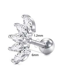 CIZME 1PC Cartilage Earrings For Women Men 16G Stainless Steel Silver Earring Rook Piercing Jewelry Curved Barbell Helix Daith Earrings Spiral Twisted Stud Earrings Butterfly Moon Star Flower Ear Piercing Jewellery For Helix Cartilage Tragus For Woman Man Daily Wear Woman Gift