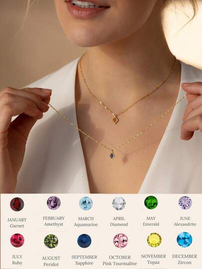 FOREVER QUEEN 1PC 925 Sterling Silver Vintage Birthstone Pendant Necklace Four Leaf Clover Necklace Twist Chain Birthday Gift For Mom Grandma Girlfriend Wife Gift