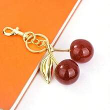 1 Chiếc móc khóa hình quả anh đào đỏ pha lê đáng yêu dành cho nữ, phụ kiện treo túi xách, phụ kiện trang trí ví, móc chìa khóa hình quả anh đào. - Nhiều màu - Xem 6