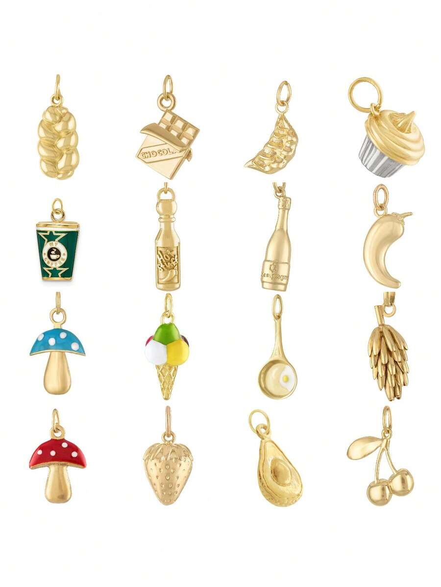 1PC Food Pendant Stainless Steel Series DIY Small Pendant Vacuum Plated 18K Gold Color Preserving In Furnace - Multicolor - View 1