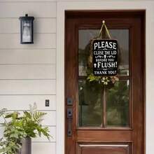 Room Decor 1pc, "Please Close Lid Before Flushing" Iron Sign, 8.0x12.0inch, Vintage Style Bathroom Wall Decoration, Humorous Toilet Reminder For Home, Bar, Garage, Club, Cafe - 1個 - 查看 5