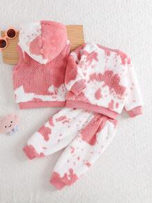 3pcs Set: Fashionable Cute Embroidered Sleeveless Jacket, Embroidered Sweatshirt, And Ankle Length Pants - Multicolor - View 2