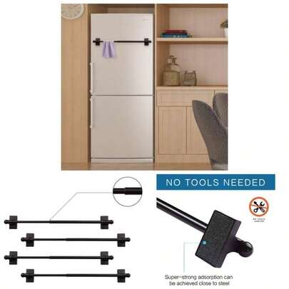 Multi - Use Adjustable Magnetic Curtain Rods Doors, Boxes, 9 - 16 Inch, Easy Installation 4 - Pack Black