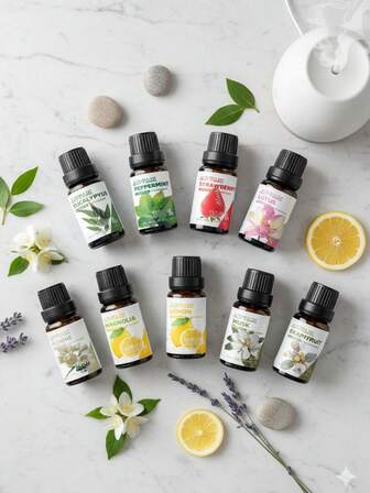 6 szt./zestaw 10 ml/0,33 uncji olejku eterycznego Aromatheray rozpuszczalny w wodzie olejek zapachowy perfumy olejki eteryczne, kwiatowe olejki eteryczne - jaśmin, grejpfrut, cytryna, mięta pieprzowa, magnolia, piżmo, eukaliptus, drzewo herbaciane, truskawka, lotos, do dyfuzorów, wyrobu świec, mydeł, aromaterapii samochodowej, olejku spa, aromaterapii, odświeżacza powietrza - dom i styl życia / wystrój wnętrz / produkty zapachowe do domu prezenty dla przyjaciółek prezent dla kobiet