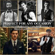 Fantspati 1920s Gatsby Costume For Men - 黑與白 - 查看 7