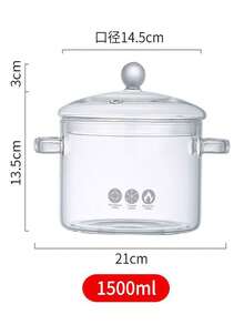 1pc Glass Pot Healthy Pot High Boron Heat-Resistant Thick Glass Pot For Stewing Soup On Open Flame, With Lid, Suitable For Mulled Wine - Clear - View 9