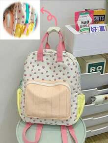 1 Personalized Strawberry Backpack Bag Cute And Compact Gift Cart Bag Back To School Gift. Canvas Backpack, Available In Two Sizes, Is Suitable For Travel, Travel, Shopping, School, And Work School Bag Bookbag