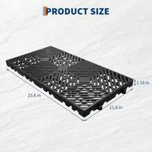 Plastic Pallets For Basement Storage (Set Of 6) - 11.8"X23.6"X1.18" Waterproof Floor Pallets, Ventilated Grid Design, HDPE Heavy Duty Storage Pads For Garage/Kitchen/Outdoor  6Pcs Plastic Pallets, Lightweight Waterproof Floor Pallet, Interlocking With Breathable Grids Storage Pad For Basement Storage, Indoor And Outdoor, Support Up To 2000 Lbs - màu đen - Xem 6