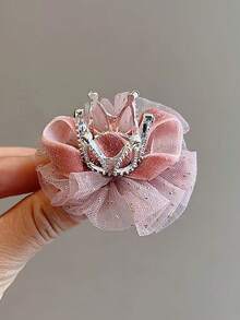 1个迷你皇冠夹公主皇冠头饰，适合女孩发饰，网状蝴蝶结3D发夹，节日礼服发夹，发饰（纸卡仅供展示） - 迷你皇冠發卡 - 查看 6