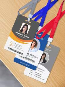 1 Personalized Custom Photo ID Badge Pendant, Work ID/Conference Badge/Business Style, ID Badge With Lanyard, PVC Portrait ID, Simply Upload A Photo To Customize, A Gift For Friends And Girlfriends, A Unique Work ID With Your Logo, Photo, And Name, Comes With A Clip, Personalized Vertical Double-Sided Photo ID Badge - Nhiều màu - Xem 4