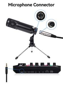 Kit Mikrofon Kondensor BM800 + Kartu Suara F998, Cocok untuk Perekaman Komputer, Obrolan Suara Game, Pengambilan Sampel Berkualitas Tinggi, Penggunaan di Rumah, Juga Hadiah Ideal untuk Ulang Tahun, Natal, Thanksgiving, Tahun Baru - XLR - View 6